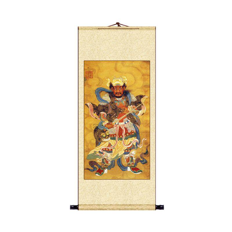 玄坛赵公明武财神绢布丝绸画