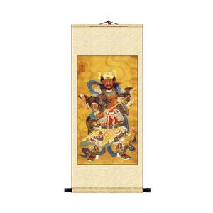 玄坛赵公明武财神绢布丝绸画
