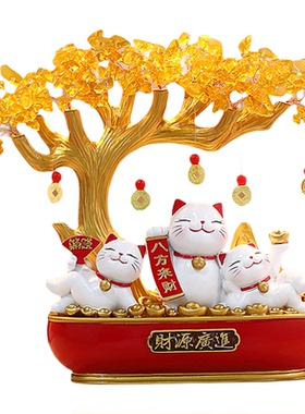财源广进发财树招财猫摆件客厅店铺收银台装饰聚宝盆乔迁开业礼物