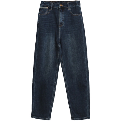 布景牛仔裤女厚款2025冬季新品时尚简约水洗宽松微弹裤子长裤6356