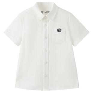 eland kids衣恋童装男童女童白衬衫26年夏新品学院风刺绣翻领短袖
