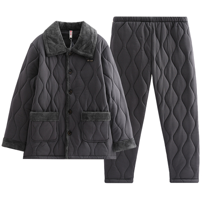 芬腾睡衣男冬加厚夹棉