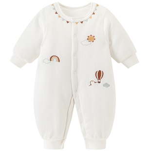 【暖护棉】宝宝夹棉连体衣冬季装保暖加厚睡衣婴幼儿哈衣爬服抗菌