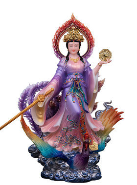 九天玄女神像汉白玉九天圣母娘娘战神踏凤九天玄女家用供奉摆件