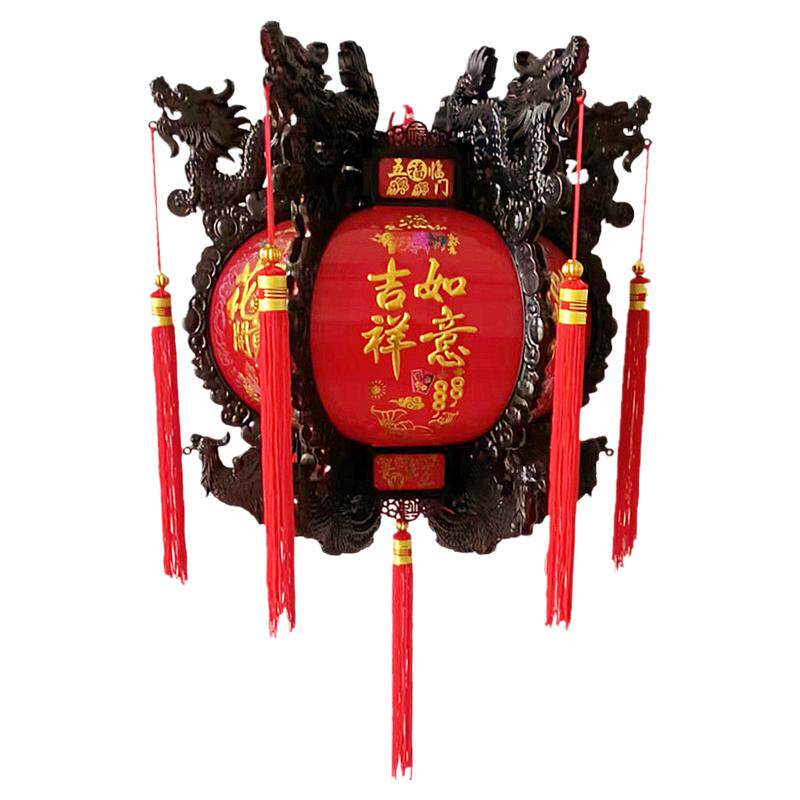 七彩旋转走马灯中式仿古六角龙灯