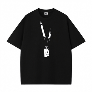 STA旗舰店美式潮牌重磅纯棉短袖男女夏季复古高街情侣宽松黑色t恤