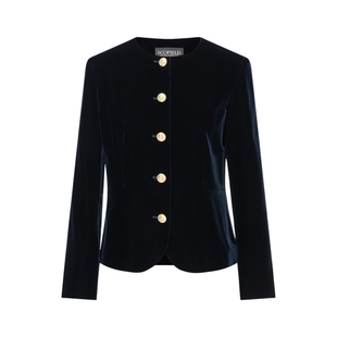 Scofield女装复古气质丝绒短外套收腰修身金属扣设计2025秋冬新品