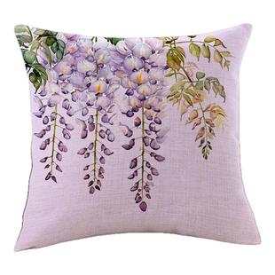 紫色浪漫唯美花卉小清新抱枕套定制沙发客厅轻奢高级感靠垫大靠背