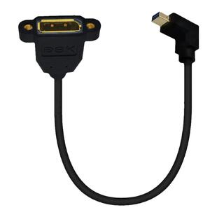 8K镀金Mini DisplayPort公弯头toDP母线带螺母大DP母转迷你DP公电