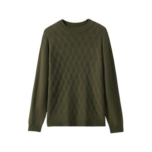 皮皮狗25秋冬新款男士半高领羊绒衫绞花编织交错纹理沉稳内敛