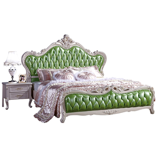 欧式床 双人床实木主卧2米美式奢华婚床酒店真皮床公主床高档大床