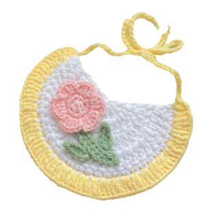 猫咪围嘴手工编织围脖毛线针织围兜宠物口水巾狗狗可爱小花朵配饰