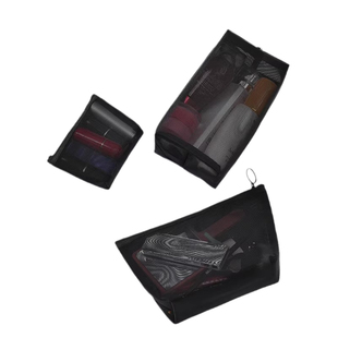 简约尼龙立体三角网纱零钱包大容量钥匙包耳机包零钱袋透明收纳袋