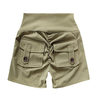 带口袋蜜桃臀运动三分裤女提臀紧身瑜伽短裤透气速干跑步健身热裤