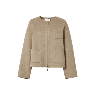 【山羊绒大衣】indicia标记冬季双面羊毛毛呢短款外套F2D4DY665C