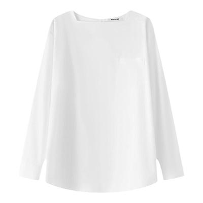 VERSELET白色竹节纹纯棉衬衫