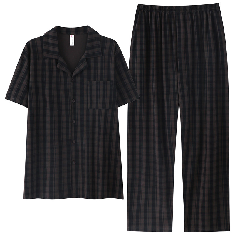 男士夏季纯棉大码家居服套装