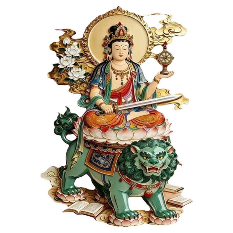 文殊菩萨五台山金属磁吸冰箱贴大智文殊神像文化创意纪念伴手礼物