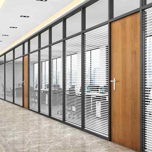 广东厂家办公室写字楼钢化单双层玻璃铝合金高隔断墙型材百叶中空