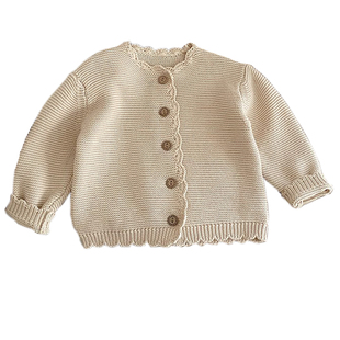 26韩版婴儿毛衣外套男女宝宝春秋装针织开衫秋冬复古洋气时髦上衣