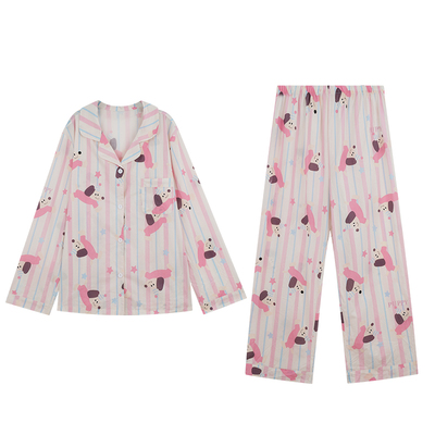 ALIN大码家居胖妹妹小狗卡通纯棉睡衣长袖秋季200斤可外穿家居服