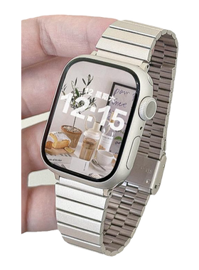 适用iwatch竹节卡扣金属表带