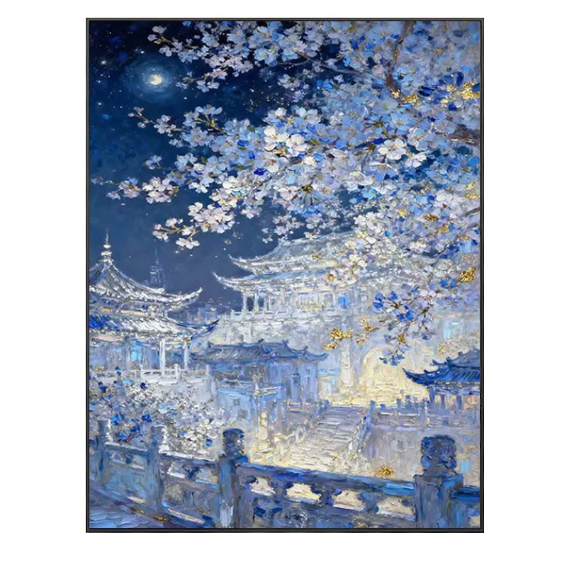 樱花古城钻石画方钻满点钻十字绣
