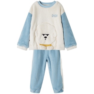 ibaby&奈娃婴儿孩童家居服睡衣秋冬季男女宝宝加绒牛奶HJ