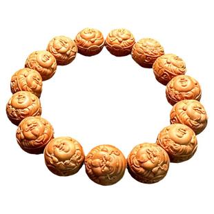正圆财迷猴头手串男款雕刻男士文玩弥勒佛财神高端收藏级橄榄核雕