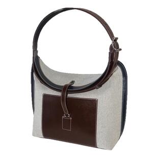 the pleasure molecule早春新款钥匙帆船松弛帆布拼皮大容量通勤