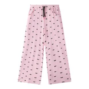 【柔软垂感】儿童俏皮清凉长裤夏季新款中大童甜美满印蝴蝶结裤子