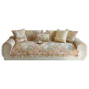 田园风全棉沙发垫皮防滑四季通用坐垫子纯棉布艺沙发巾水洗棉套罩