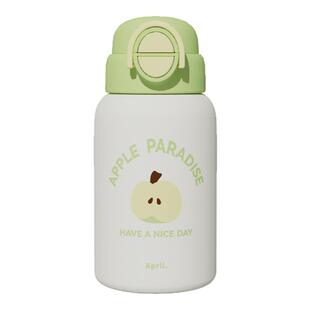 April 女生户外便携斜挎背带吸管保温杯大容量水杯一盖双饮杯子