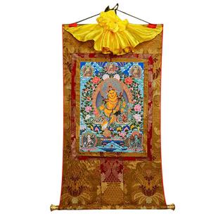 欧斯特 黄财神背景画唐卡挂画 西藏客厅家居玄关五路财神像装饰画