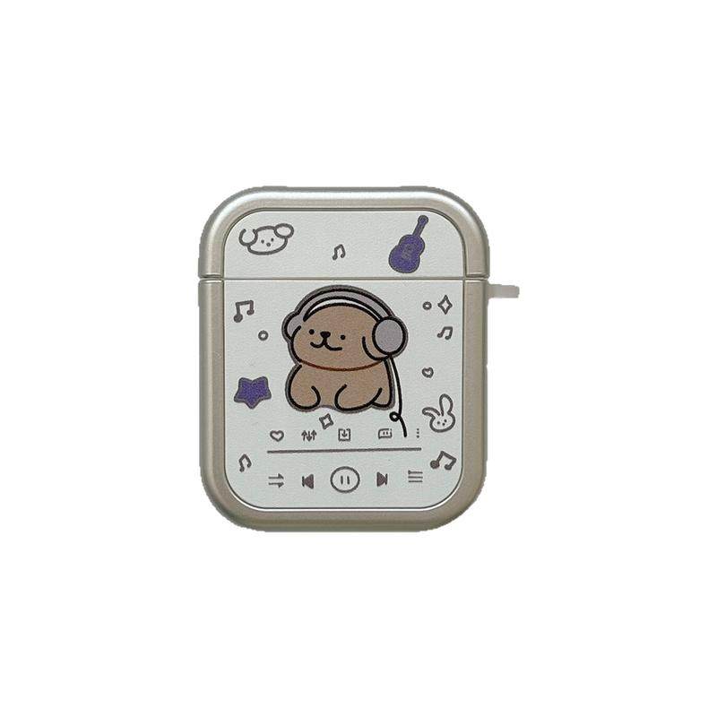 卡通线条小狗带挂件适用苹果新4代airpods蓝牙无线耳机保护套情侣airpods1/2/3硅胶软壳airpodspro三代女新款