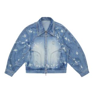 ADERERROR 24SS Elling 夹克外套褪色混合牛仔布潮流宽松短款外套