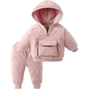 儿童棉服三层夹棉套装小童分体女童冬季洋气衣服加绒男宝宝冬装