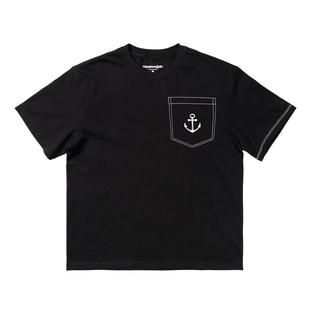 NPNG26年新款黑色短袖T恤男夏季锚印假口袋设计宽松重磅255G上衣