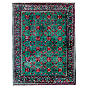 视觉味道 阿富汗进口手工羊毛地毯客厅复古波斯大地毯家用绿色系