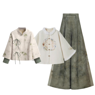 秋冬新款新中式宋制改良汉服上衣加厚外套宋裤阔腿裤国风套装日常