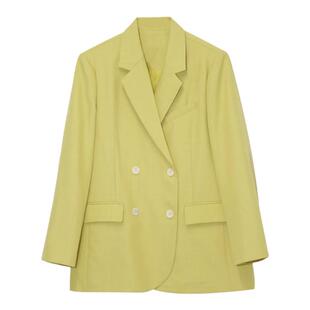 DEBBIE C 青苹果乐园 韩版宽松显白绿色双排扣休闲西装外套