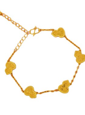 沙金高保色古法葫芦手链镂空镶钻蝴蝶爱心四叶手链如意手串手饰品