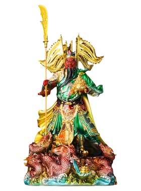 新款武财神关公家用立刀关二爷九龙店铺开业招财佛像树脂玄关摆件