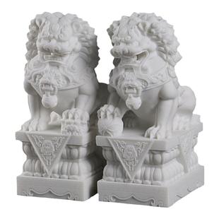 汉白玉石雕大理石含球精细石狮子一对看门家用墓地香炉小摆件