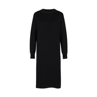 LESS绵羊毛裙子女系带收腰圆领套头长袖针织连衣裙2M0G10980