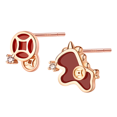 999纯银针马上暴富本命年耳钉