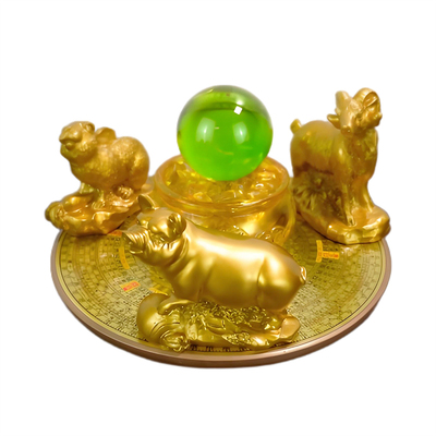 三合聚财阵十二生肖五行摆件