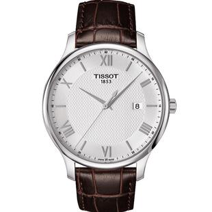 Tissot天梭俊雅系列石英机芯皮带男表商务休闲纤薄单日历瑞士手表