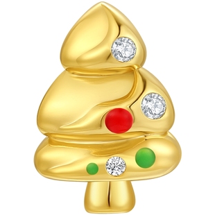 潮宏基雪花s925银吊坠银饰挂坠串珠铃铛生日树花环不含链新年礼物