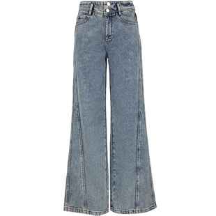 ONLY2025冬季新款复古水洗高腰裤线前移宽松喇叭裤长裤牛仔裤女